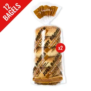 Just Bagels - Sesame Bagels - 2 Packs Of 6 Bagels Per Pack - 12 Total Bagels. Non-GMO.