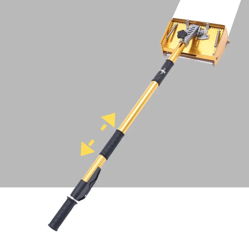CNCEST Adjustable Drywall Flat Finishing Box Tool, 5-Gear Height Set Extendable Rod, Leak-Proof Plate, Roller-Smooth Push Roller Set, Anti-Slip Handle, 10.43in Easy Clean, Spring-Even Spread for Wall & Ceiling Repair, Construction Gear for Decorators