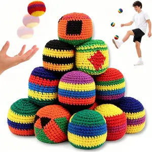 6/12PCS Crochet Hacky Sack Footbag Set, 2026 New Colorful Knitted Kick Balls for Kids & Adults, Handmade Juggling Toss Sandbags, Durable Outdoor Toys for Party, Playground, Travel & Stress Relief