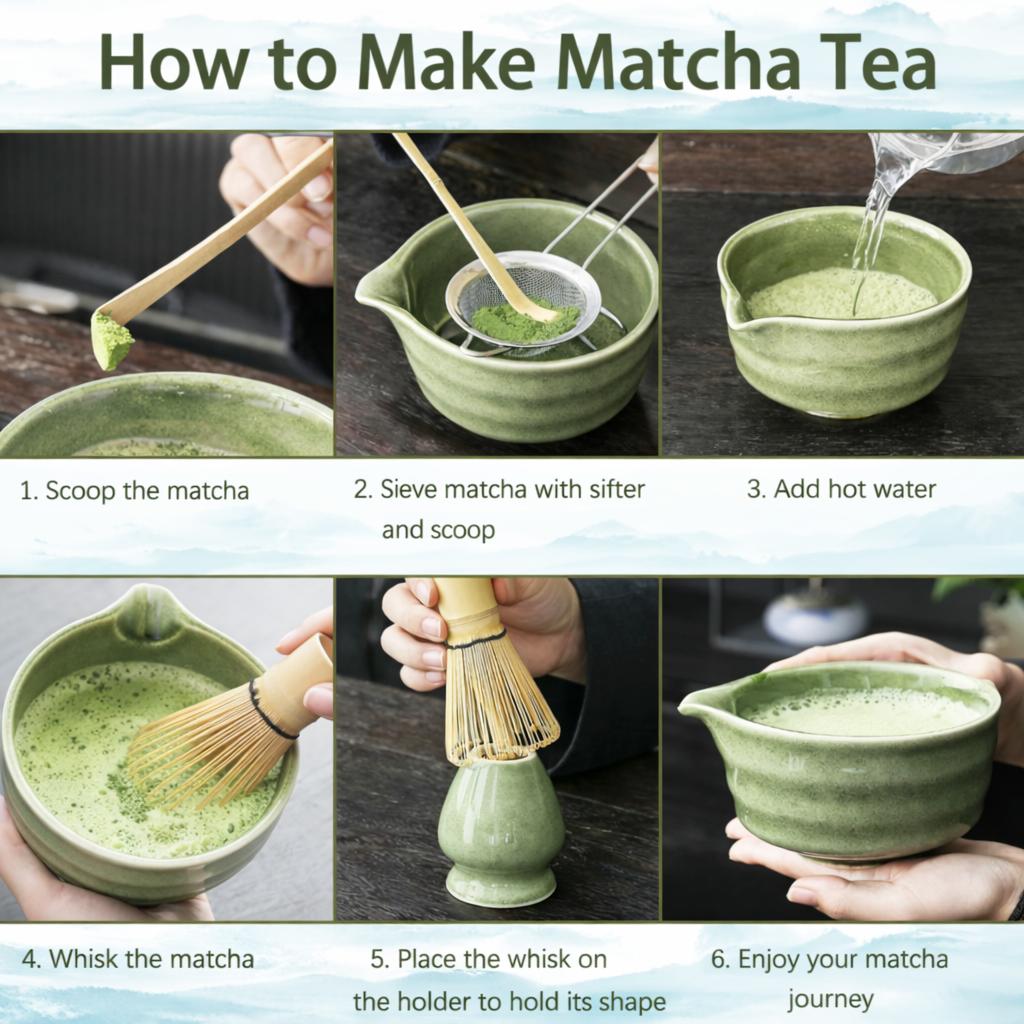 Matcha Whisk Set – 8-Piece Japanese Tea Ceremony Kit with Ceramic Bowl, Bamboo Chasen, Spoon Rest, Scoop, Sifter, Holder & Towel, Authentic Matcha Starter Set for Tea Lovers – Complete Matcha Kit for Beginners, Home & Gift
