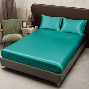 Solid Color Fitted Sheet Set, Soft Comfortable Breathable Bed Sheet, Bedding Supplies for Home Bedroom Hotel Dormitory