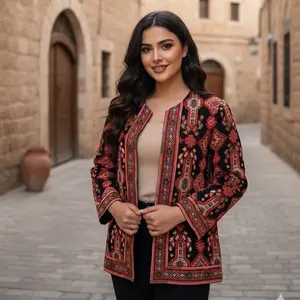 Red Heritage Tatreez Jacket – Handcrafted Palestinian Embroidery