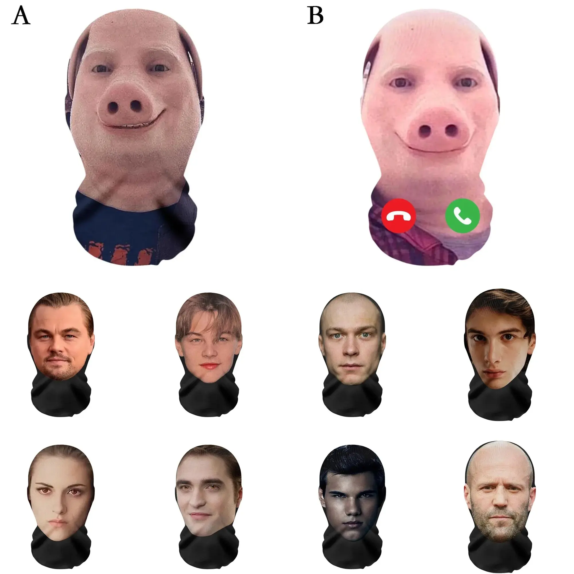 John Pork 3D Printed Seamless Mask, Funny Meme Face Head Cover for Party Cosplay, Halloween Costume Prop & Gift