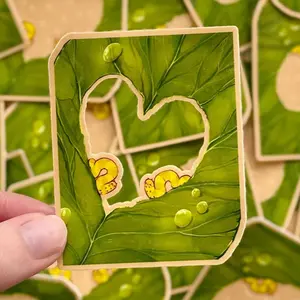 Leafy Caterpillars Sticker, Cute Bug Art Aesthetic Sticker, Laptop Water Bottle Decal Sticker