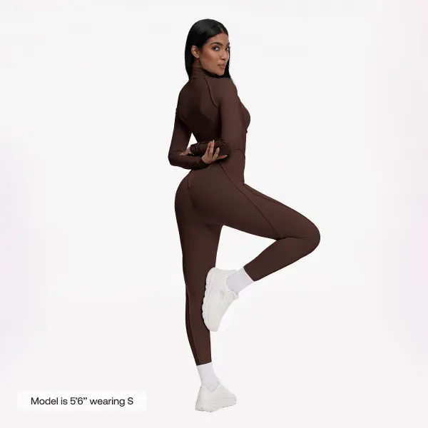BetterMe Women's Chocolate Basic Closed-Back Catsuit – Soft Polyester Spandex Fabric with Contoured Shaping Fit for Gym & Everyday Womenswear