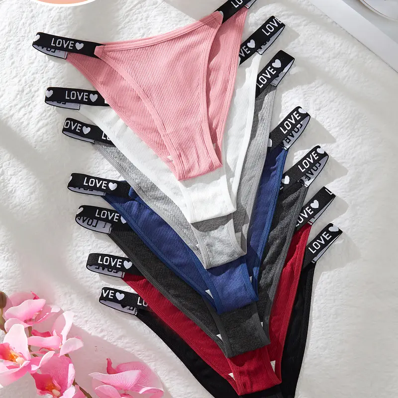 Women's Feminine Low Waist Letter Triangle Panties, Breathable Fabric, Comfortable Daily Wear, Perfect Gift for Christmas & Valentine's Day