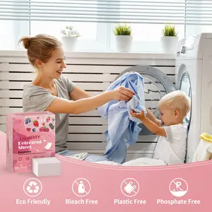 YUCO Pre-Cut and Pre-Measured Laundry Detergent Sheets - 1-Sheet Family Laundry Solution, Powerful Stain Removal, No Residue, Long-Lasting Strawberry Fragrance, Easy to Use