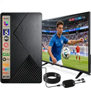 Five Star Flat Panel Indoor TV Antenna 4K/1080P, 60-Mile Range + Signal Booster, UHF/VHF