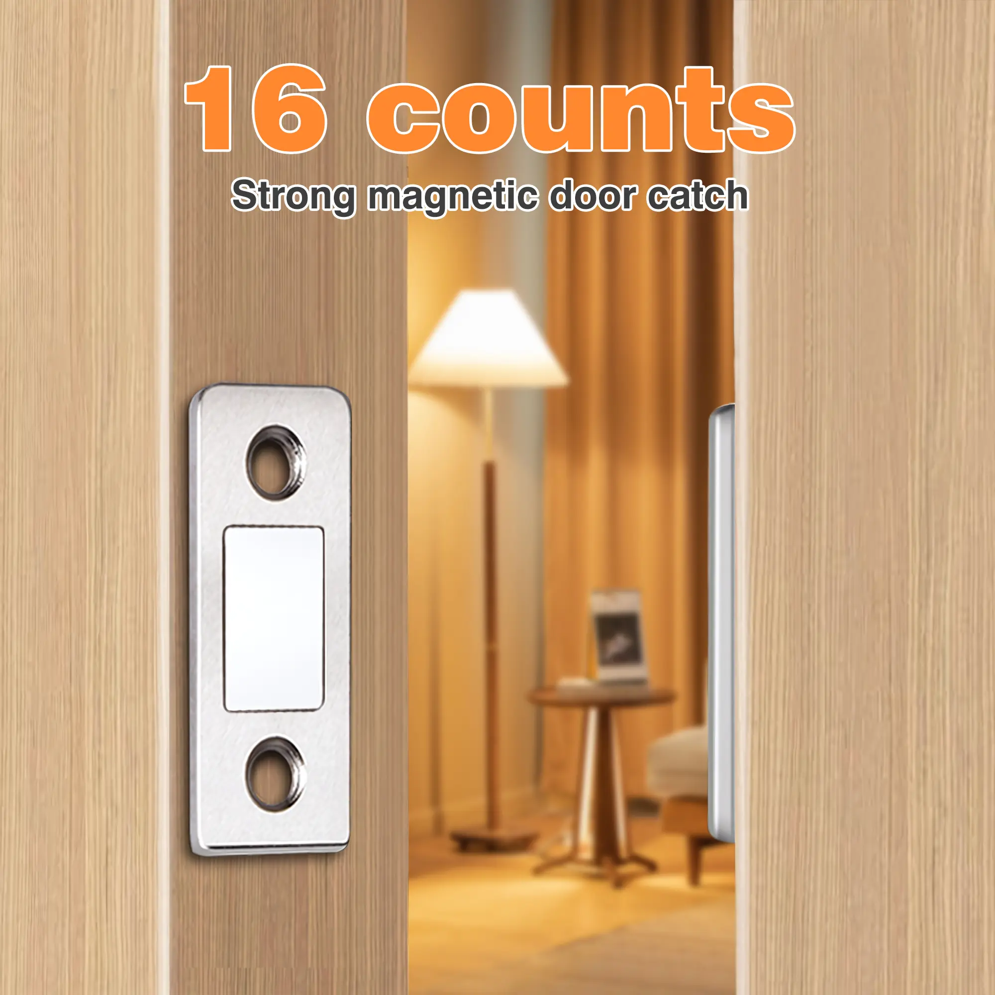 16 Counts Cabinet Magnetic Catch without Punching, Strong Magnetic Hold for Kids-Safe Closure