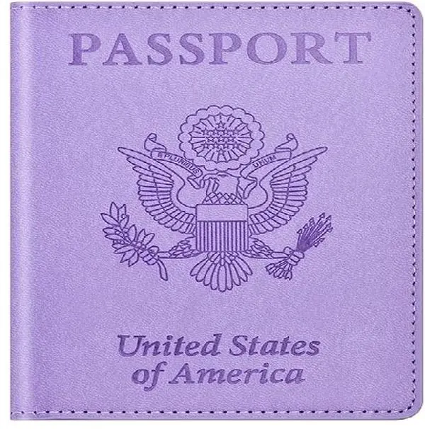 Passport and Vaccine Card Holder Combo Purple Passport Wallet with Vaccine Card Slot for Women and Men Durable Lightweight Travel Document Organizer