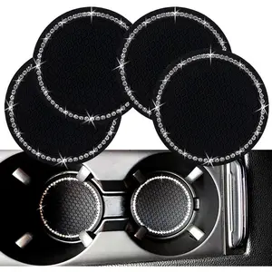 Bling  Cup Coaster, 2.75 Inch Anti Slip Shockproof Embedded Drink Mat,  Automotive Interior Accessories Mat, Universal for , , RVs and More (Black 4 count)