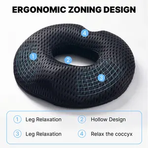 Donut Memory Foam Seat Cushion for Office Chair & Car Seat Ergonomic Coccyx Tailbone Pain Relief Pillow Sciatica Support Hollow Design Pressure Relief Cushion for Long Sitting Comfort Breathable Orthopedic Sitting Pad