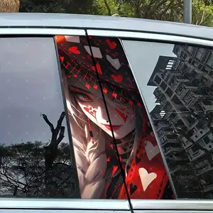 Anime Beauty Car B-Pillar Protection Sticker, Easy Peel & Stick, Sunproof Waterproof Scratch-Resistant, Fits All Cars, Car Exterior Decoration
