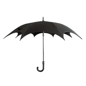 Halloween Decorative Batwing Umbrella Automatic Open Close Long Handle Gothic Punk Style Vinyl Rain Shine Protection Christmas Gift