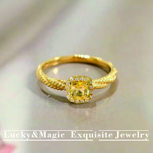 Yellow Square Ring for Women Light Luxury Super Flash Sugar Cube Inlaid Yellow Diamonds Twist Rings Pearl Rhinestone Bridal Wrist Flowers Artificial Diamond Rings Sarasota Permanent Jewelry Dainty Jewelry Gift Worry Rings Stackable