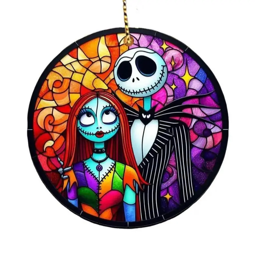 Jack Skellington Sally Ceramic Ornament, Movie Christmas TV Show Music Ornament, Ceramic And Acrylic Ornament