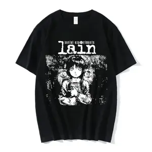 Anime Serial Experiments Lain T-Shirt Men Women Graphic T Shirts Unisex Iwakura Manga Girl Sci Fi Short Sleeve Tee Tops 62463 Menswear Tshirt