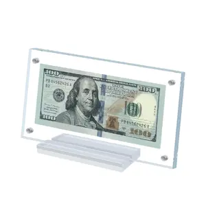 Dollar Bill Frame Display Acrylic Dollar Bill Holder for Collectors Currency Frame Display Case Double-Sided Transparent Ticket Banknotes Stamp Photo Protector