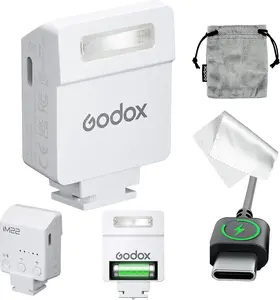 Camera Flash Godox iM22 Godox Flash - GN10/470 mAh/Type-c Charge/440 Full-Power Flashes/3s Recycle Times/5 Power Levels/Manual, Camera Flash for Sony zv1/Sony zve10/Ricoh gr3/Fujifilm f1 etc. (White)