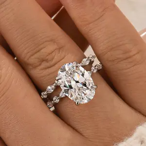 Maxine CZ 4.5ct Oval Cut 2PC Engagement Ring,5A Cubic Zirconia Women's Ring Jewelry,Promise Ring for Daily,Travel,Proposal,Wedding,Birthday,Anniversary