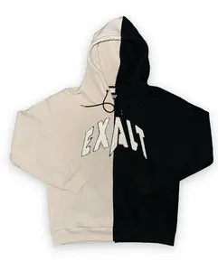 Exact Heavyweight Sherpa Fleece Split Hoodie Menswear Oversized Pullover Long Sleeve Casual Machine Washable Chenille Embroidery Logo