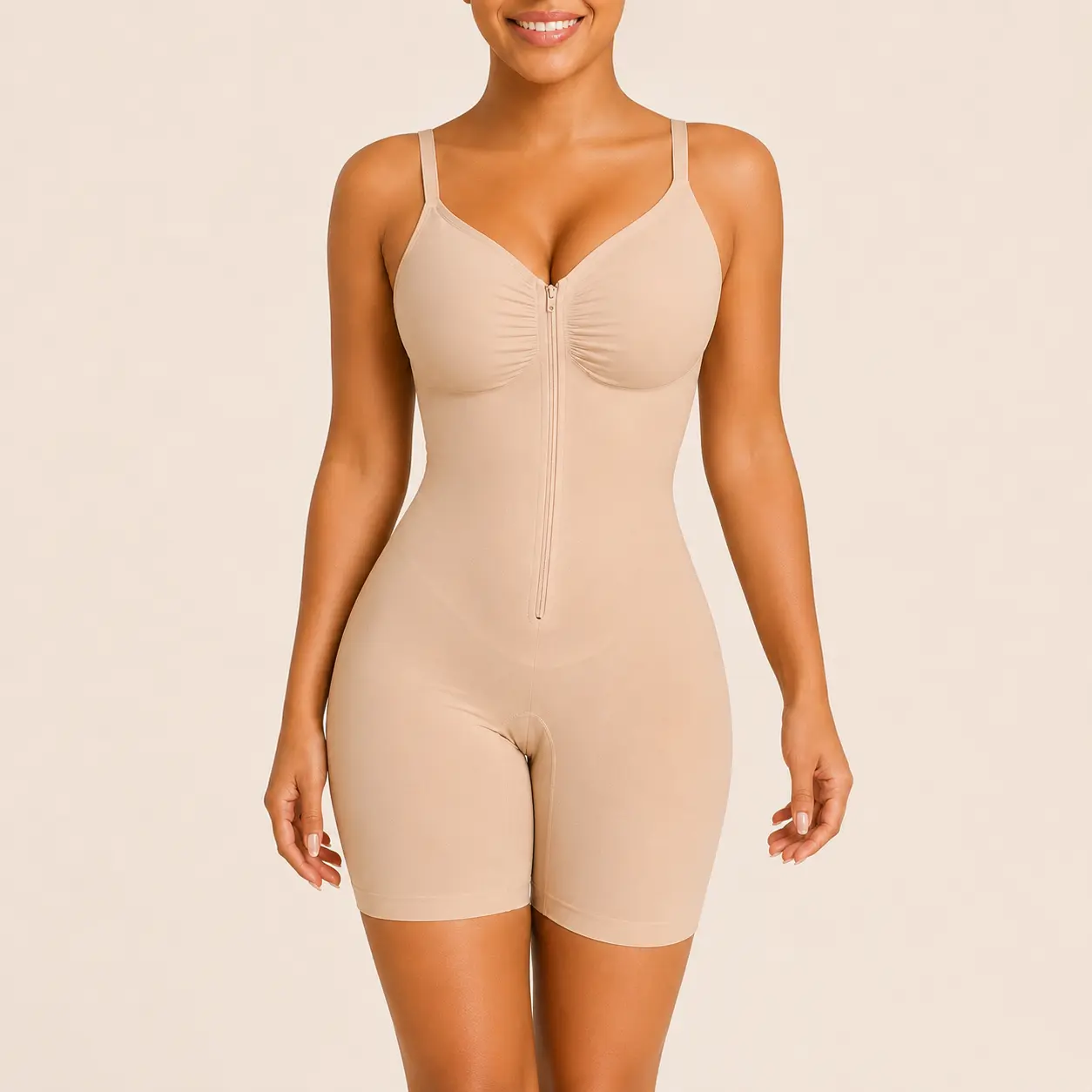 Women's Tummy Control Shapewear Bodysuit Zip-Up Seamless Compression Breathable Comfortable Fit