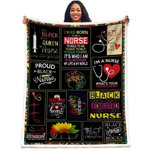 Nurse Gifts Black Nurses Week Gifts Blanket,Nurse Gifts for Women, Retirement Gifts,RN Gifts for Black Nurses,School Nurse Gifts,Soft Fluffy Sherpa Warm Throw Blankets for Bed Office