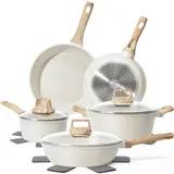 SODAY 12Pcs Food Grade Non-Stick Cookware Set - Induction-Compatible, Durable Aluminium Body, Durable Bakelite Handles, Thermal Glass Lids, Frying Pans, Saucepans, Effortless Food Release, Cooking Made Easy, Thanksgiving, Black Friday, Christmas,gift
