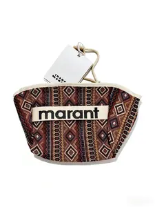 Women's Vintage Boho Woven Zipper Clutch, Retro Striped Fabric Pouch, Portable Travel Cosmetic Bag & Wallet Organizer