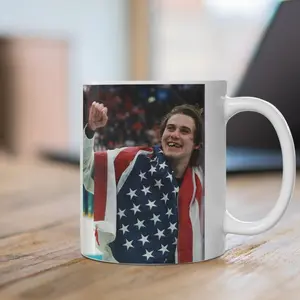 Jack Hughes Bloody Mug, Blood Sweat and Teeth for the Gold USA Hockey Mugs, Olympic Golden Goal Coffee Mug