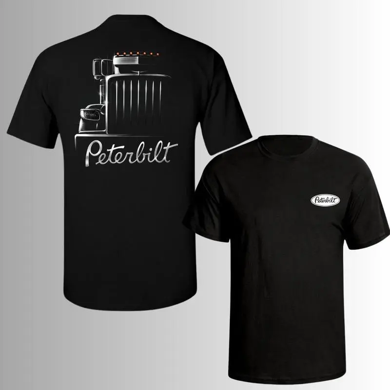 Peterbilt Semi Truck T-Shirt – Classic Black Rig Graphic Tee with Front Grill Design, Bold Trucker Workwear Shirt for Diesel Mechanics, Hauling Fans & Road Warriors
