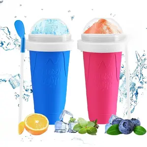 Slushie Maker Cup,2PCS Magic Slushy Maker Squeeze Cup,Portable Smoothie Squeeze Cup for Juices,Milk and Ice Cream Make,Cool Stuff Things Gadgets Funny Gifts for Everyone, Large, Blue,Pink