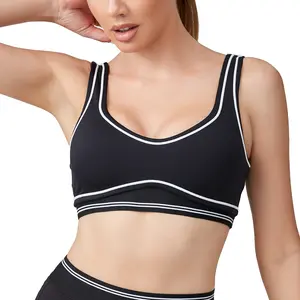 Padded Sports Bra Womens Sweetheart Workout Fitness Square Neck Low Back Yoga Bra