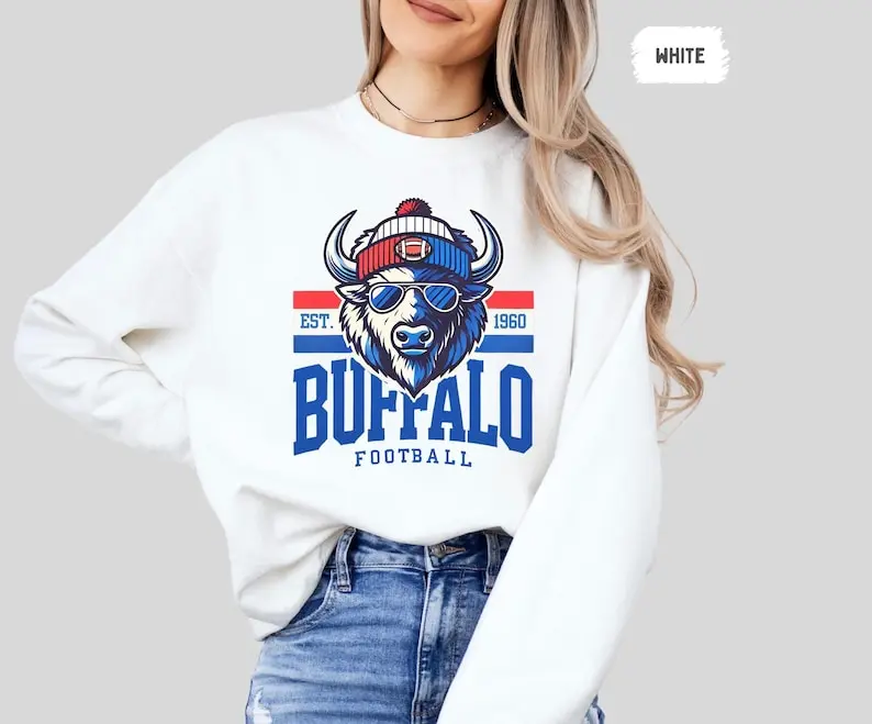 Buffalo Football Team Sweatshirt, Unisex Crewneck Jumper, Buffalo Fan Gift, Football Team Apparel, Sports Lover Sweatshirt
