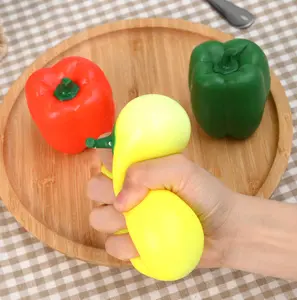 Fruit Taba Squishy Fidget Toys for Kids - Realistic Chili Stress Balls for Adults & Kids Fairly soft Sensory Squish Ball - Stress Relief Toy, Fidget Toy for Office - Birthday, Christmas, Easter Party Favors