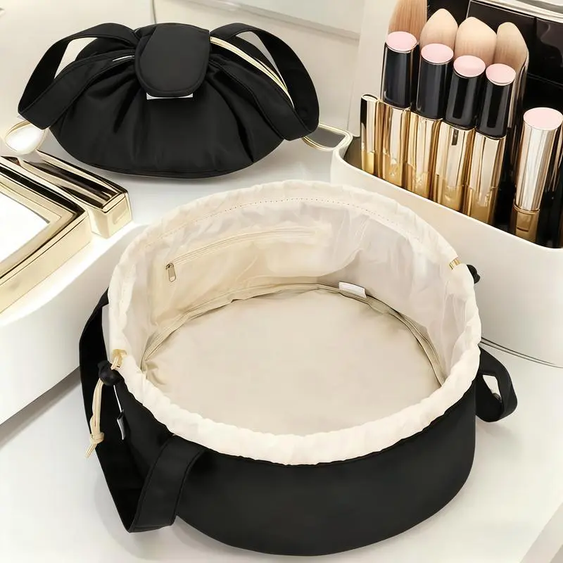 Christmas Gifts Barrel Drawstring Makeup Bag, Quilted Puffer Make Up Bags, Puffy Travel Cosmetic Bag, Large Toiletry Bags for Women Toiletries Organizer, Gift for Teen Girl Gifts
