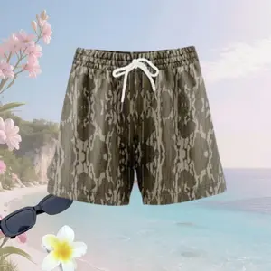 Matching Bottomland Camo Couples Swimwear, Bikini Tie Side Thong & Men’s Beach Shorts Set, Hawaiian Style Swimsuit, His and Hers Beachwear