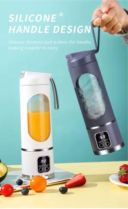 10 Blades Portable Fruit Juicer 450ml Capacity 3 Gears USB Rechargeable Blender Ice Crusher for Smoothies Ice Making