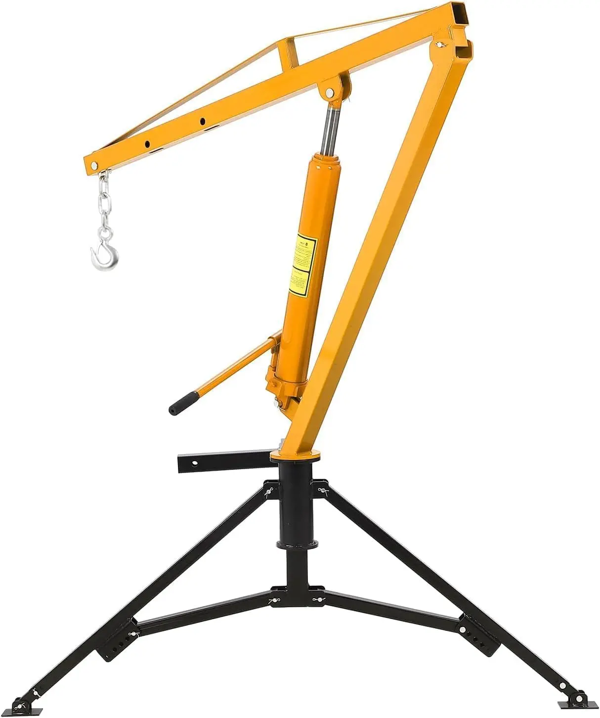 1000Lb Hydraulic Pickup Truck Crane, Hitch Mounted，with 360° Swivel & 3 Boom Capacities of 500Lb/750Lb/1000Lb for Workshops, Construction, Yellow