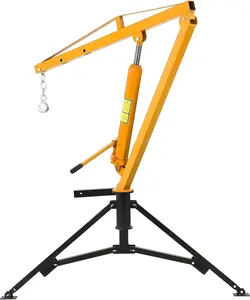 1000Lb Hydraulic Pickup Truck Crane, Hitch Mounted，with 360° Swivel & 3 Boom Capacities of 500Lb/750Lb/1000Lb for Workshops, Construction, Yellow