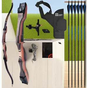 Standard Takedown Recurve Bow and Arrows Kit for Adults & Youth, 48/54/62/66/68/70 Inch Wooden Archery Set for Beginner Training, Practice & Competition, Right Hand Only