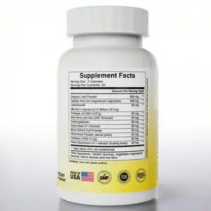 Herbal & Probiotic Blend - Candida Cleanse Capsules With Reishi Mushroom, Protease & Cellulase For Digestive Health And Yeast Overgrowth Control