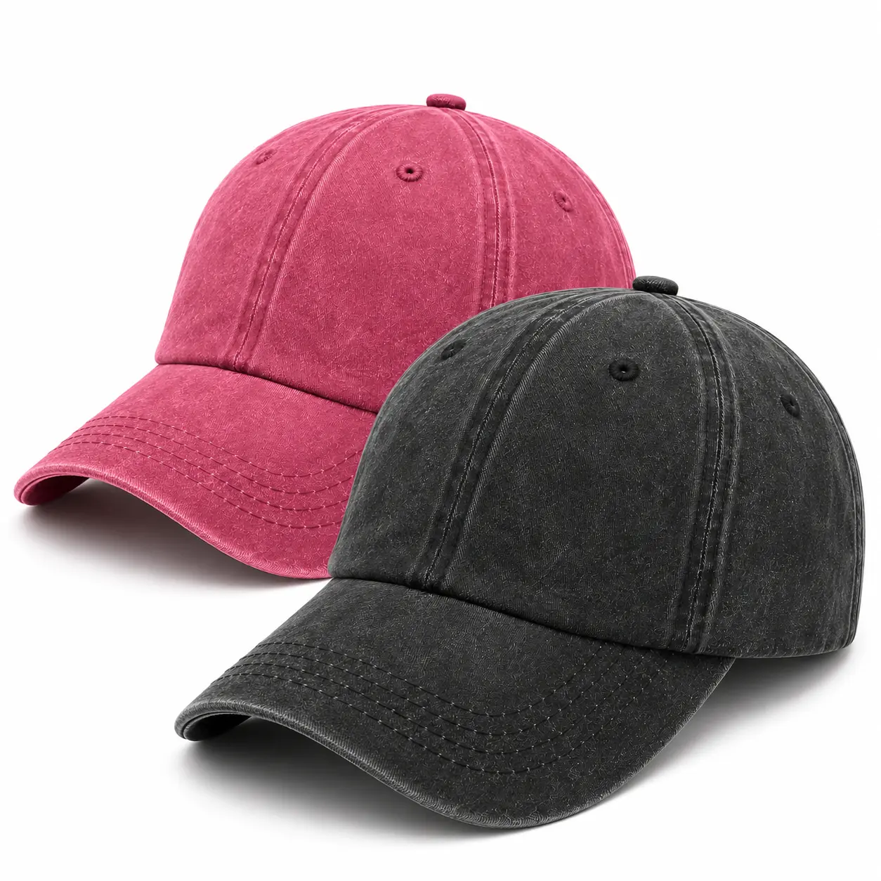 2 Pack Vintage Washed Baseball Cap, Personalized Baseball Cap Style, Adjustable DadHat, Washed Cotton Hat for Men, Women, Unisex, Matching Couple Hats for Spouses, Friends, Casual Outdoor Wear