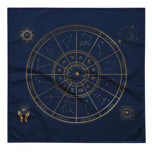 Blue Zodiac Tarot Bandana – All-Over Tarot Cloth | The Astral Priestess