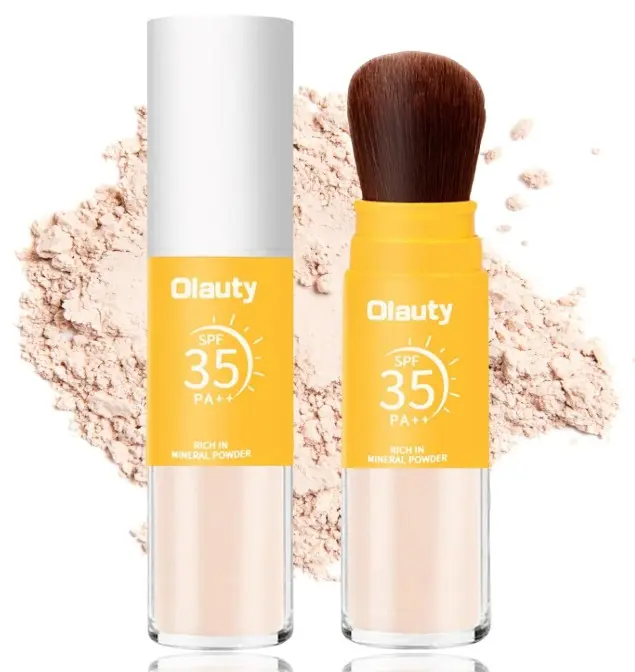 Mineral Powder Sunscreen for Face & Scalp, SPF 35, Brush on Sunscreen Setting Powder, Matte Oil Control Hair Sunscreen Face Powder, Lasting Lightweight Breathable