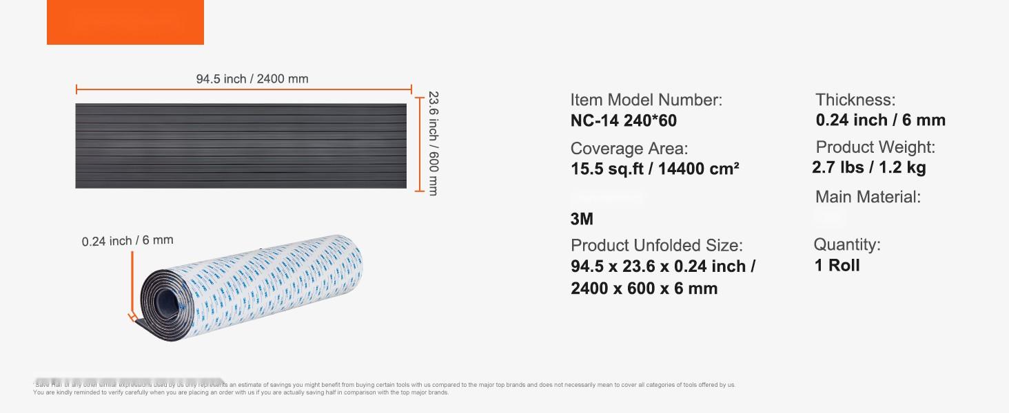 Boat Flooring And EVA Foam Decking For Boats, 94.5" X 23.6" Size, Non-Slip Self-Adhesive Marine Flooring, 15.5 Sq Ft Carpet For Boats, Yacht, Pontoon, Kayak Decking, Durable, Water-Resistant, Peel-And-Stick Backing