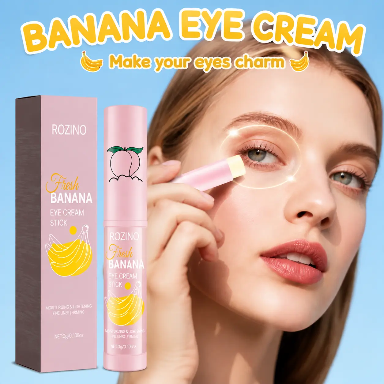 [Three Pack]ROZINO Banana Eye Cream Stick - Moisturizing and Restoring Skin Vitality, Eye Brightener and Corrector, 3g #tiktokshopbacktoschool