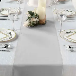 Polyester Table Runner 12"x108" Silver - Wrinkle-Resistant & Durable Table Decor