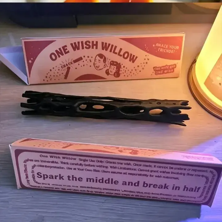 One Wish Willow Stick - 3D Printed Wish, Halloween Magic Wish Stick Novelty Gag Gift Party Prop,  Vintage Box Desktop Decor
