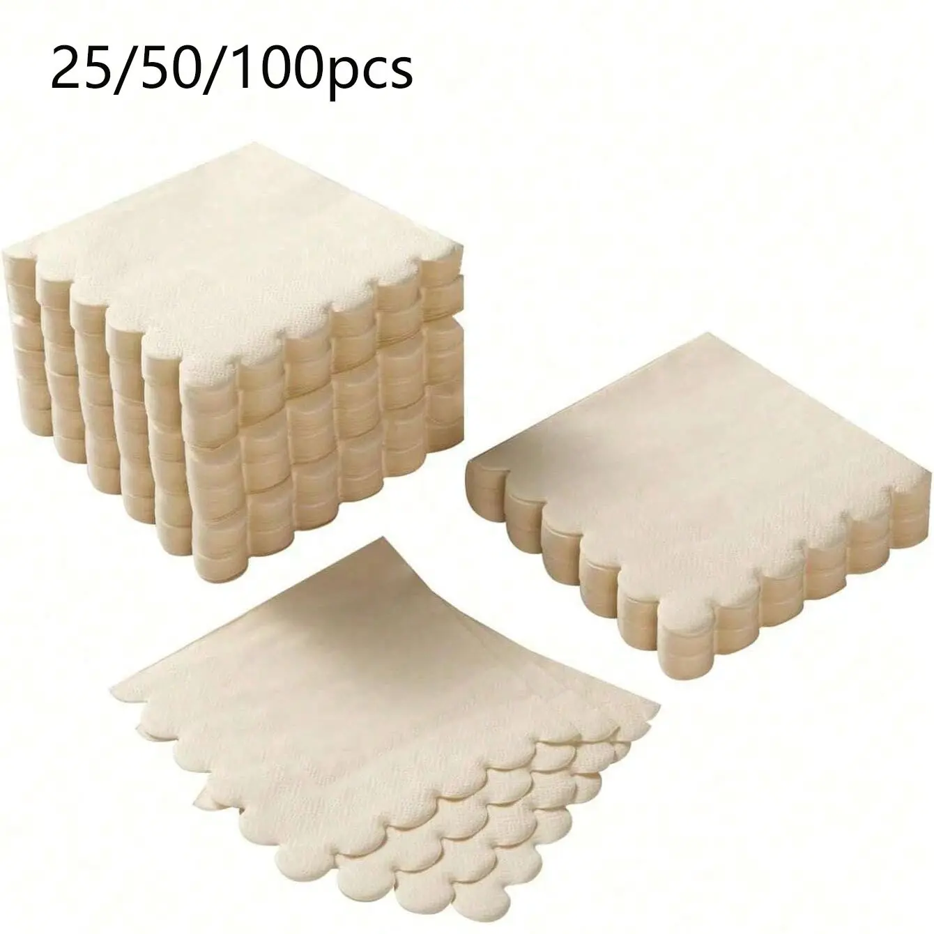 25/50/100pcs Napkins Bulk 5x5 Inch Dual-Layer Fan-Edge Dessert Napkins, Foldable Disposable Paper Towels, Table Napkins for Dinner Wedding Birthday Party Anniversary Party Supplies